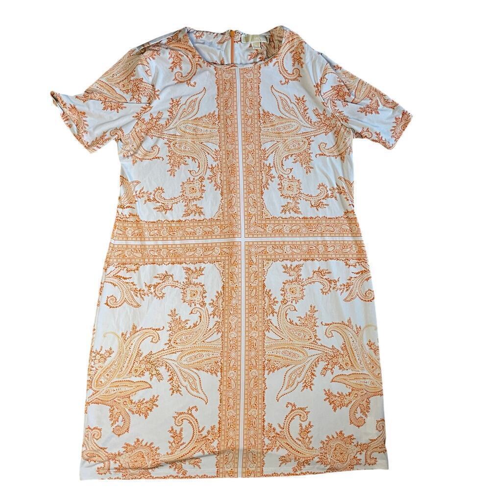 MICHAEL Michael Kors Scarf-Print Crewneck Sheath Dress - Picture 2 of 5